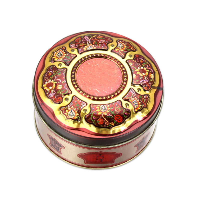 round metal tin can for moon cake packaging